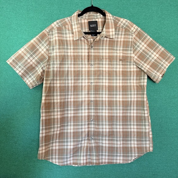 5.11 Tactical Men's Large Plaid Button Down Shirt Short Sleeve Outdoor Casual - Picture 2 of 8